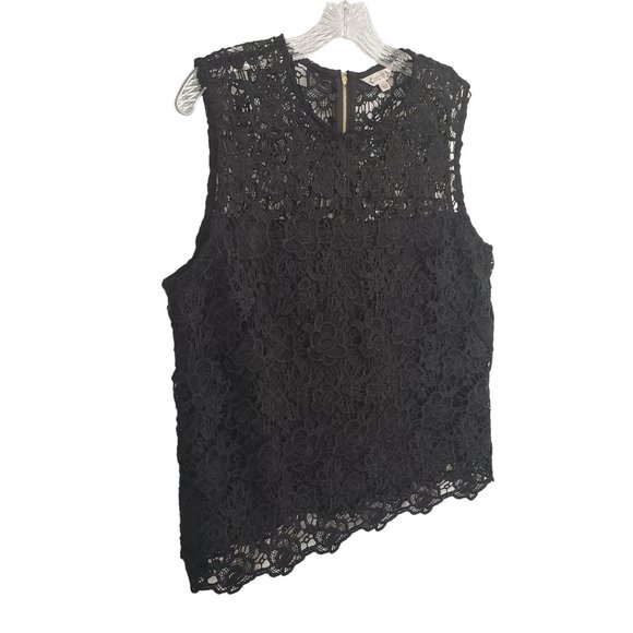 Nanette Lepore Tops - Nanette Lepore NWT Size L Top Blouse Floral Lace Overlay Sleeveless Lined Black